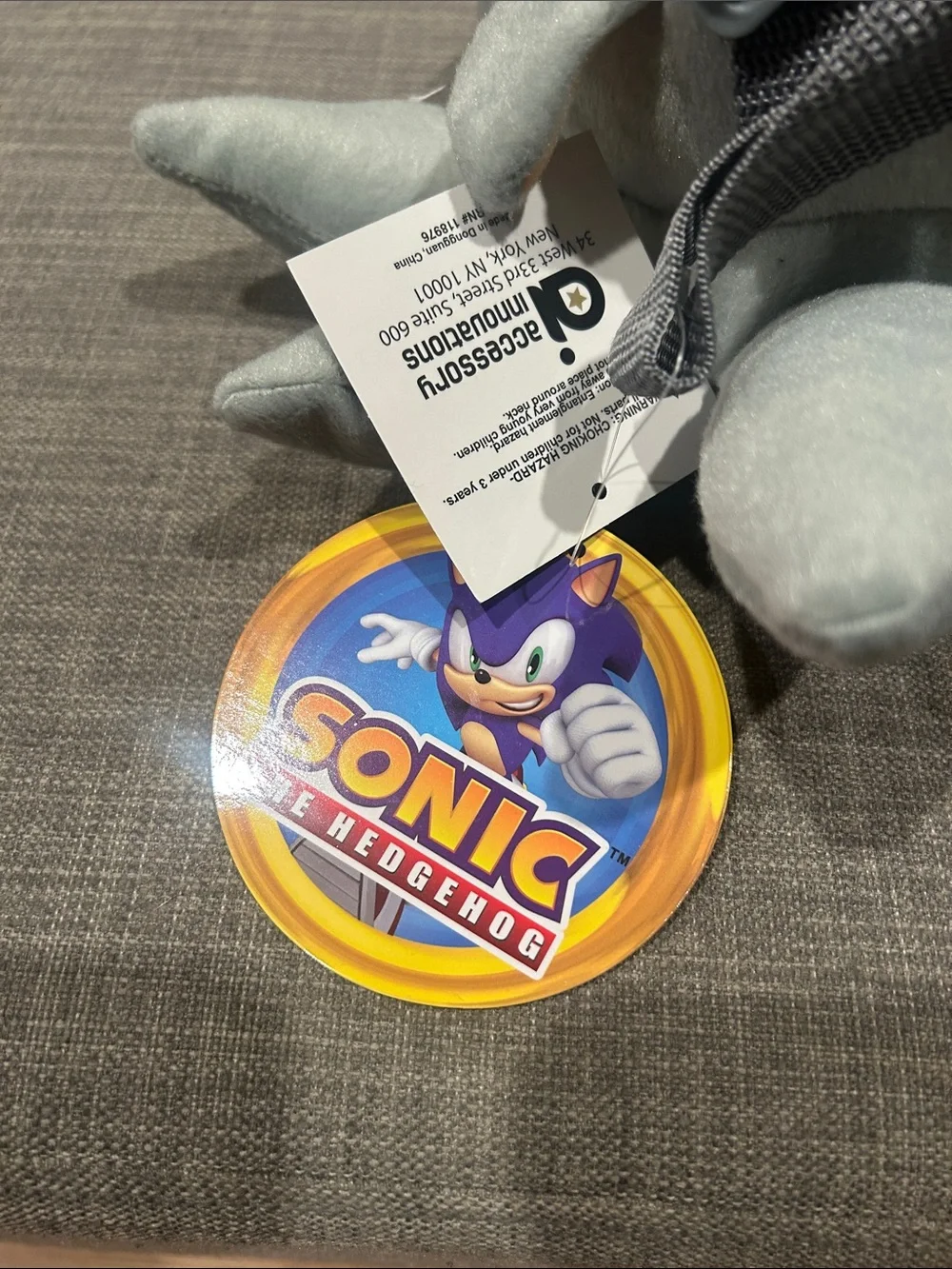 Sonic the Hedgehog Plush Backpack Silver